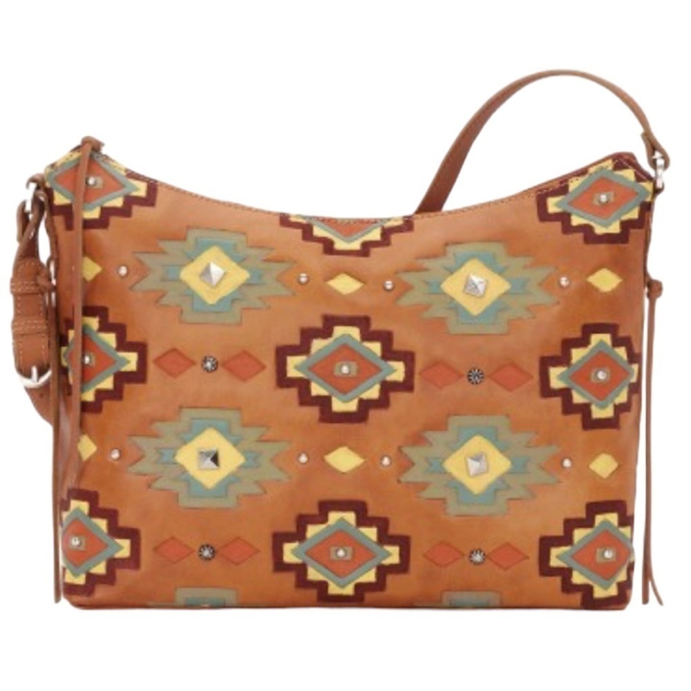 American West Adobe Allure Zip-Top Leather Shoulder Bag